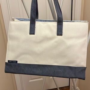 Ester Lauder tote canvas large in great condition cream and blue